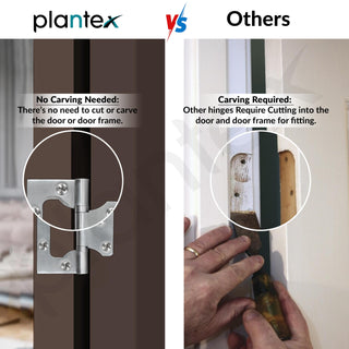 Plantex Stainless Steel Butterfly Hinges for Door/Non-Mortise Hinges/4 Inch x 14 Gauge Door Hinge/2.5 mm Hinge for Home/Office/Hotel - Pack of 4 (Chrome)