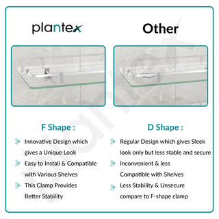 Plantex Frosted Glass Shelf for Bathroom/Kitchen Shelf for Wall/Living Room Wall Storage Shelf with Chrome Finish Brass Railings and Brackets (18x6 Inches) - Pack of 2