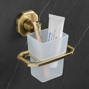 Plantex 304 Grade Stainless Steel Tooth Brush Holder/Tumbler Holder for Wash Basin/Bathroom Accessories - Nipron (Brass Antique)