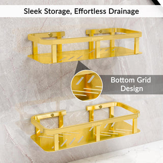 Plantex Stainless 304 Grade Steel Shelf for Bathroom/Kitchen Rack - Bathroom Accessories - Pack of 2 (12X5 Inches-PVD Gold Finish)