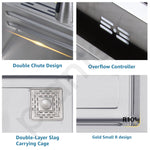 Plantex 304 Grade Stainless Steel Smart Waterfall Sink/Kitchen Sink with Integrated Waterfall, Cupwasher, Dustbin and Digital Display - All in One Sink for Kitchen (38x18x9 Inch - Silver Matt)