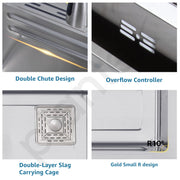 Plantex 304 Grade Stainless Steel Smart Waterfall Sink/Kitchen Sink with Integrated Waterfall, Cupwasher, Dustbin and Digital Display - All in One Sink for Kitchen (38x18x9 Inch - Silver Matt)