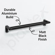 Plantex Space Aluminium Dual Towel Rod for Bathroom/Towel Holder with Hooks/Bathroom Towel Holder/Towel Stand/Bathroom Accessories (966, Gray) Pack of 1