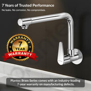 Plantex Pure Brass Sink Tap for Kitchen with Wall Flange & Teflon Tape/Wall Mount Kitchen Sink Faucet (DOL-4301, Chrome)