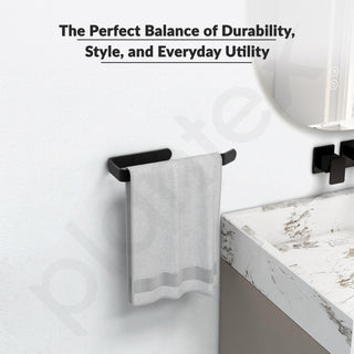 Plantex Space Aluminium Napkin Ring for Wash Basin/Towel Hanger for Bathroom/Napkin Hanger for Kitchen/Bathrom Accessories (Black - Powder Coated)