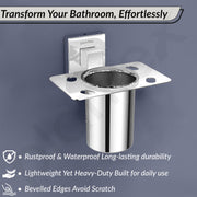 Plantex Tumbler Holder for Bathroom/Stainless Steel Toothbrush Holder/Toothpaste Holder/Bathroom Accessories - (Chrome)
