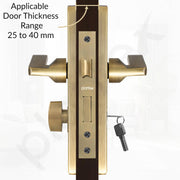 Plantex Stainless Steel Door Lock Handle Set/6-Lever Lock Mechanism with 3 Years of Warranty/Mortise Lock with 3 Keys, Brass Lock Body & Cylinder - (Brass Antique)