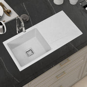 Plantex Quartz Single Bowl Kitchen Sink/Sink for Kitchen with Drain Board/Undermount/Top Mounted (Mosaic Grey-36X18 Inches)