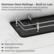 Plantex Wall Mount Glass Shelf for Bathroom/Shelves for Kitchen/Black Glass Shelf, Polished (15x6 Inches - Pack of 3)