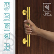 Plantex 8 Inch Heavy-Duty Door Handle for Main Door/Stainless Steel Pull Push Main Door Handle/3 Years Warranty Pack of 2 (S-140, Gold)