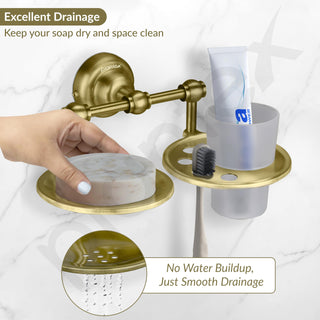 Plantex 304 Grade Stainless Steel 2in1 Soap Holder with Tumbler Holder/Bathroom Accessories - Skyllo (Antique)