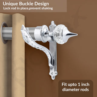 Plantex Heavy Duty Aluminium Diamond Curtain Brackets/Curtains Holder/Curtain Rod Holder (Chrome - 2 Pair)