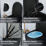 Plantex Commode for Toilet/Ceramic Wall Hung Toilet with Soft Close Toilet Seat/Rimless and Washdown Western Commode - P Trap (Round, Matt Black)