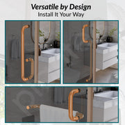 Plantex Shower Door Handle/Stainless Steel Towel Bar Combination/Towel Holder for Glass Shower Door and Bath Door Pull Handle - Pack of 1 (PVD Rose Gold)