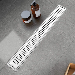 Plantex 304 Grade Stainless Steel Long Shower Drain/Floor Trap/Jali Removable Grate/Lid for Bathroom and Kitchen (10 x 45 cm - Matt) (A418-Square)