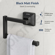 Plantex 304 Grade Stainless Steel Napkin Holder for Washbasin/Towel Hanger for Kitchen/Towel Holder/Bathroom Accessories - Squaro (Black)