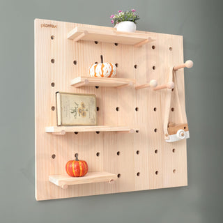 Plantex Multipurpose Pine Wood Pegboard for Home/Wood Display Shelf/Wall Organizer for Bedroom/Kitchen/Bathroom - (24x24 inches)