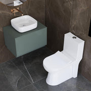 Plantex Platinum Ceramic Rimless Commode with Wash Basin for Bathroom/S Trap Washdown Flush Commode with Toilet Seat Cover/Tabletop Basin - White (Combo)