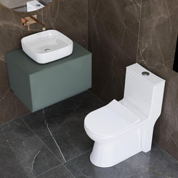 Plantex Platinum Ceramic Rimless Commode with Wash Basin for Bathroom/S Trap Washdown Flush Commode with Toilet Seat Cover/Tabletop Basin - White (Combo)