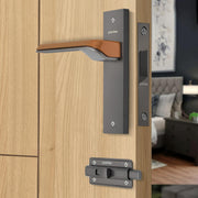 Plantex Heavy Duty Door Lock ÃƒÂ¢Ã¢â€šÂ¬Ã¢â‚¬Å“ Bathroom Door Lock/Mortise 8inch Keyless Plate Handle Set for Home/Bathroom/Store Room/Balcony/Office with Baby Latch (8113, Satin Black & PVD Choco)