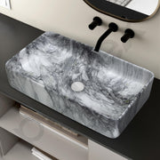 Plantex Ceramic Table Top Washbasin For Bathroom/Hand Wash Sink/Rectangle Countertop Vessel Sink Basin For Home/Office/Hotel - (Marble Grey)