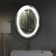 Plantex Bathroom Mirror with LED 3 Lights Tone/Designer Mirror for Living Room/Bedroom/Dressing Room - Oval Shape (18 X 24 Inch)
