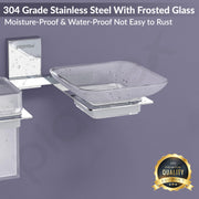 Plantex 304 Grade Stainless Steel Soap Dish/Glass Soap Holder/Liquid Soap Dispenser/Shampoo Dispenser for Bathroom/Bathroom Accessories (Crystal -Chrome)