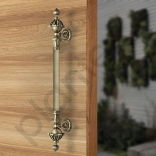 Plantex 18 Inch Main Door Handle/Wooden Pull-Push Handle for Main Door/3 Year Warranty Pack of 1 (S-136-Brass Antique)
