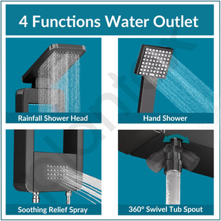 Plantex 304 Stainless Steel LED Bathroom Shower System/Majestic Flow Shower Panel for Bathroom Full Set with Smart Digital Display- (Rich Black, KM-8103B)