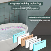 Plantex Freestanding Bathtub For Bathroom/Bath tub for Adults/Deep Soaker Bathtub with Overflow,Popup and Drain Pipe (BSM-223-White -1700mm)