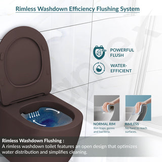 Plantex Imported Ceramic Wall Hung Commode/Western Commode for Toilet/Commode with Soft Closing Seat - P Trap (Round-Matt Brown)