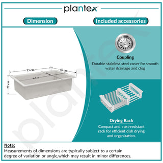 Plantex Quartz Acrylic Kitchen Sink with 10 Years Warranty by Plantex/Undermount Sink for Kitchen/Granite Single Bowl Kitchen Sinks with Coupling (Ultra Brun 32x20 Inches)