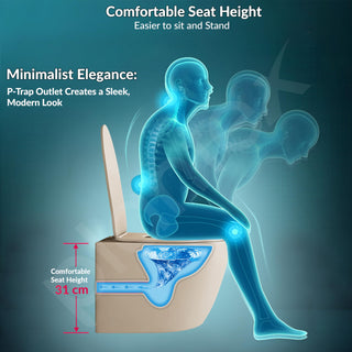 Plantex Imported Ceramic Commode Toilet/Wall Mounted Commode/Rimless Washdown Western Toilet with Soft Close Toilet Seat Cover - P Trap (Round - Matt Khaki)