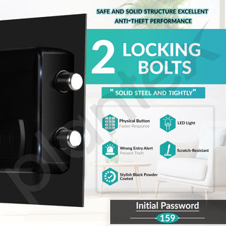 Plantex Safe Locker/Key Holder Locker Box For Home, Office,Hotel/Electronic Keypad/Dual Password Code Access Lock/LED Light/2 Years Warranty By Plantex - 20Litre/71 Keyhooks and Keychains - Black