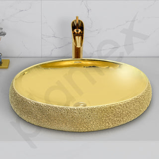 Plantex Table Top Wash Basin For Bathroom/Designer Ceramic Basin/Countertop Vessel Sink Basin - Indo-European Collection (EQTT-028, 23.6 x 16 x 6 Inch)