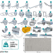 Plantex Peg board For Wall/Tool Organizer Pegboard For Garage Workshop/Storage Board/Hanging Tools Peg board ÃƒÂ¢Ã¢â€šÂ¬Ã¢â‚¬Å“ 120 X 45 Cm, (Metal)