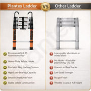 Plantex 2.9m (9.5 ft.) Aluminium Telescopic Ladder/10-Step Portable Ladder with Removable Hooks/Foldable Multipurpose Collapsible Ladder for Home & Outdoor Use/2 Year of Warranty by Plantex (Orange)