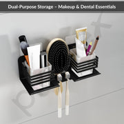 Plantex Stainless Steel Double Tumbler Holder/Toothbrush Stand for Bathroom/Toothpaste Holder/Bathroom Accessories - Pack of 1 (Black)