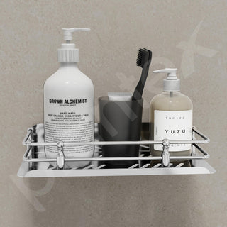 Plantex Wall Mounted Shelf for Bathroom/Stainless Steel Bathroom Shelf for Wall with Railings/Bathroom Accessories (9 inches, Chrome)