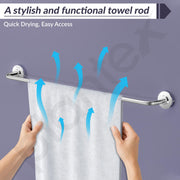 Plantex 304 Grade Stainless Steel Towel Hanger for Bathroom/Single Towel Rod/Towel Bar/Bathroom Accessories - Daizy (Chrome)