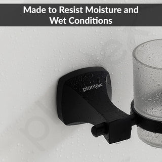 Plantex Space Aluminum Glass Tumbler Holder/Tooth Brush Holder/Bathroom Accessories (Black)