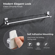 Plantex J4 Stainless Steel Towel Rod/Self Adhesive Cloth Hanger for Bathroom/24 Inch Towel Bar/Bathroom Accessories - Pack of 1 (Chrome)