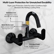 Plantex Pure Brass Sink Mixer Tap Hot and Cold with Water Saving Aerator/360° Swivel Spout fo Sink Tap with Brass Wall Flange -7 Year Warranty by Plantex (ORN-214-Black)