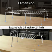 Plantex Stainless Steel Multipurpose Expandable Dish Rack/Expandable Storage Shelves for Kitchen Cabinets/Plate Stand/Utensil Rack(Chrome-Silver)