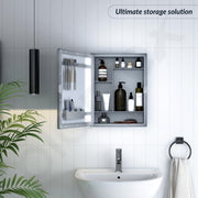 Plantex Bathroom Cabinet with Mirror/ABS Bathroom Storage Organiser/Multipurpose Shelf/Wall Mount Mirror Cabinet for Wash Basin (14x18 Inch, Grey)