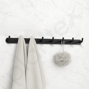 Plantex Wall Hooks for Hanging Cloth/Stainless Steel Towel Hangers/Bathroom Robe Hooks/Door Hangers/Wall Hook Rack/Hook Rail for Hanging Keys - 8 Hooks (Pack of 1, Black)