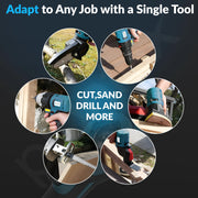 Plantex 21V Brushless - Mainframe Multi-Power Tool with Battery and Charger/7in1 Function/Variable Speed up to 24000 RPM Multi-Head Power Tool - (Tools Not Include) (Blue & Black)