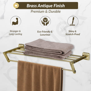 Plantex 304 Grade Stainless Steel Towel Rack for Bathroom/Towel Rod/Towel Hanger/Holder/Bathroom Accessories - Decan (Brass Antique)