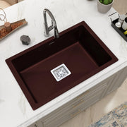 Plantex Quartz Matt Kitchen Sink/UV Protected Kitchen Sink/Undermount Sink for Kitchen/Metalic Single Bowl Sink with Coupling and Hose Pipe - Pack of 1 (21 x 18 inch, Choco Brown)