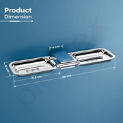 Plantex 304 Grade Stainless Steel Double Soap Holder for Bathroom/Dual Soap Case/Wall Mount Soap Holder/Bathroom Accessories - Pack of 1 (Regent, Chrome)